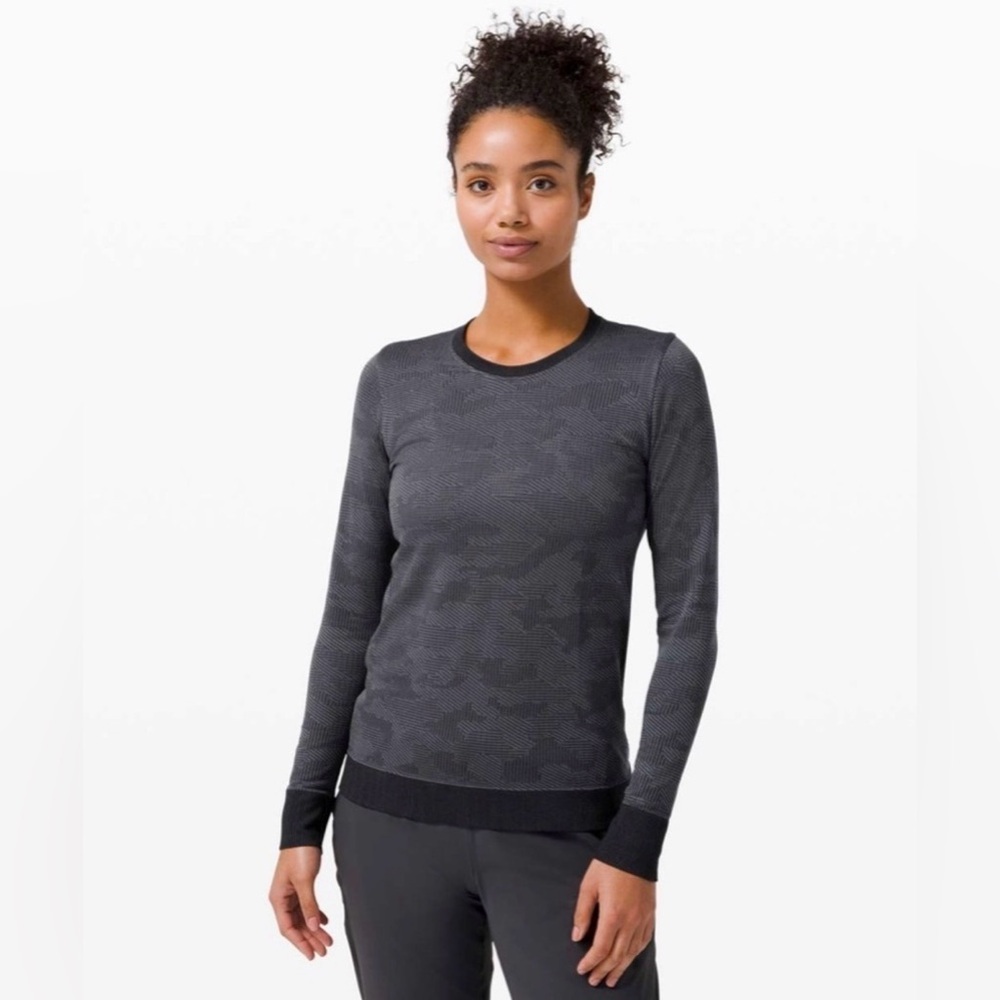 Lululemon Swiftly Breathe Long Sleeve Vented Camo Black /Asphalt Grey 4